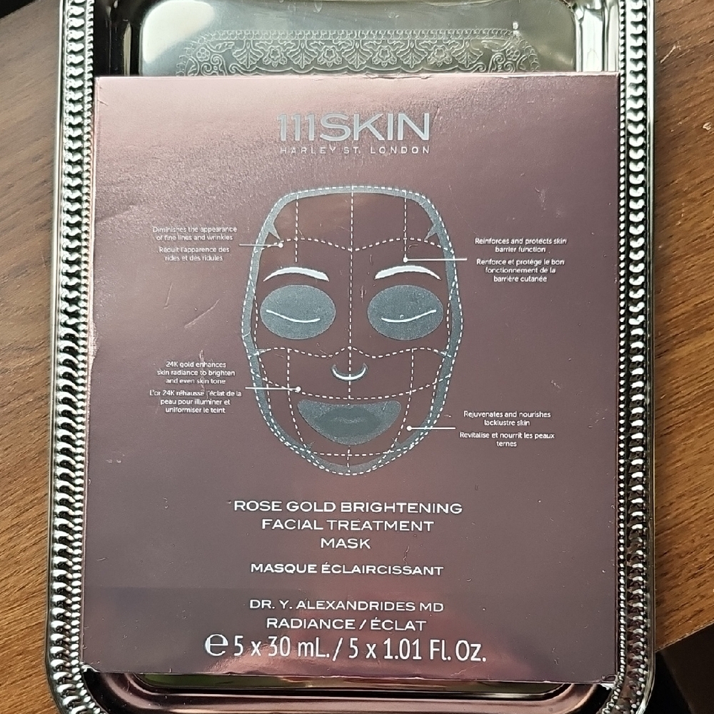 NIB 111SKIN 24k Rose Gold Brightening Hydrogel Facial Treatment Mask 5 In Box